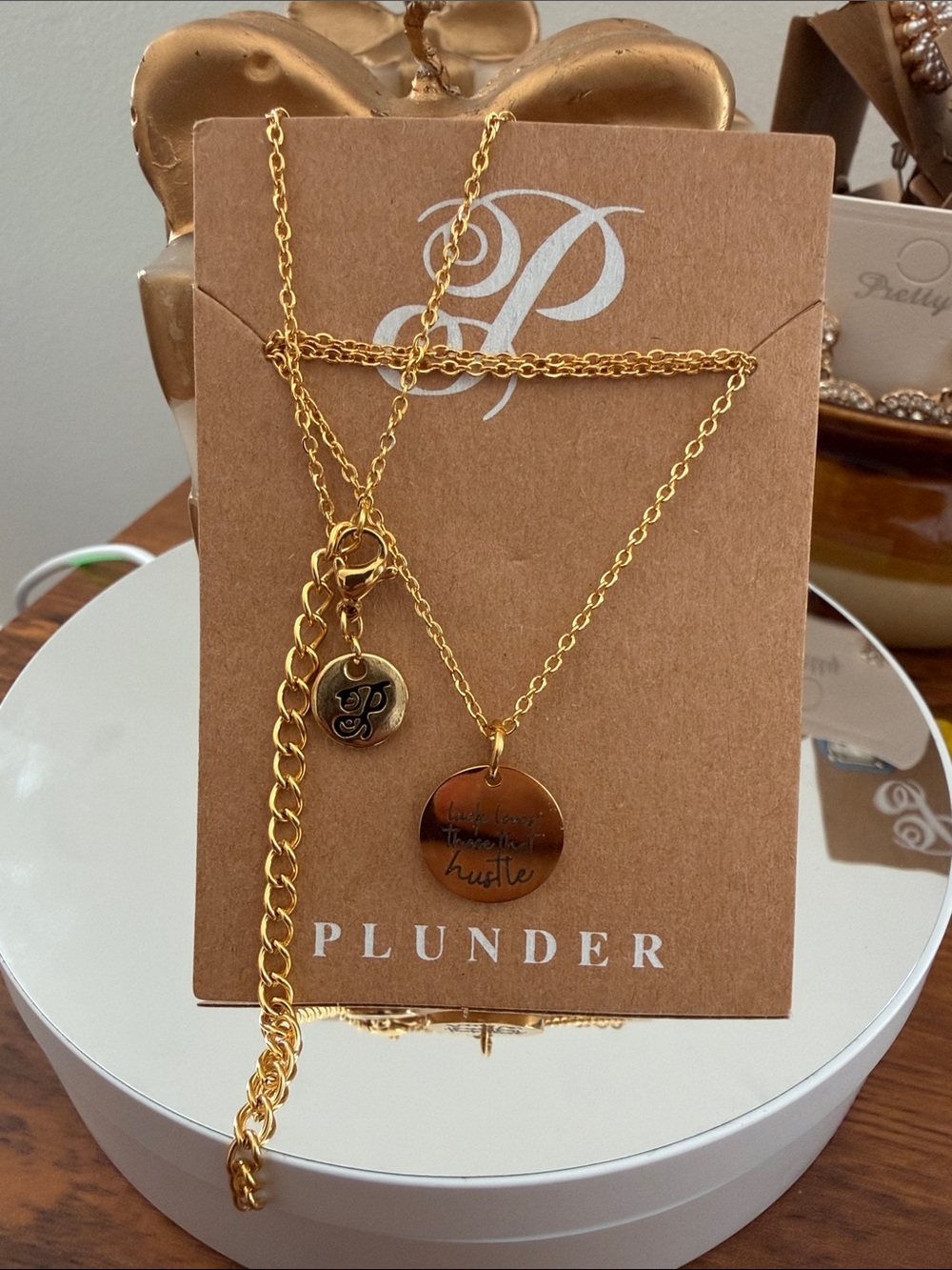 Plunder Gold-Tone 'Hustle' Round Pendant Necklace - Picture 1 of 3